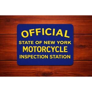 State of New York Official Motorcycle Inspection Station Road Sign Transport